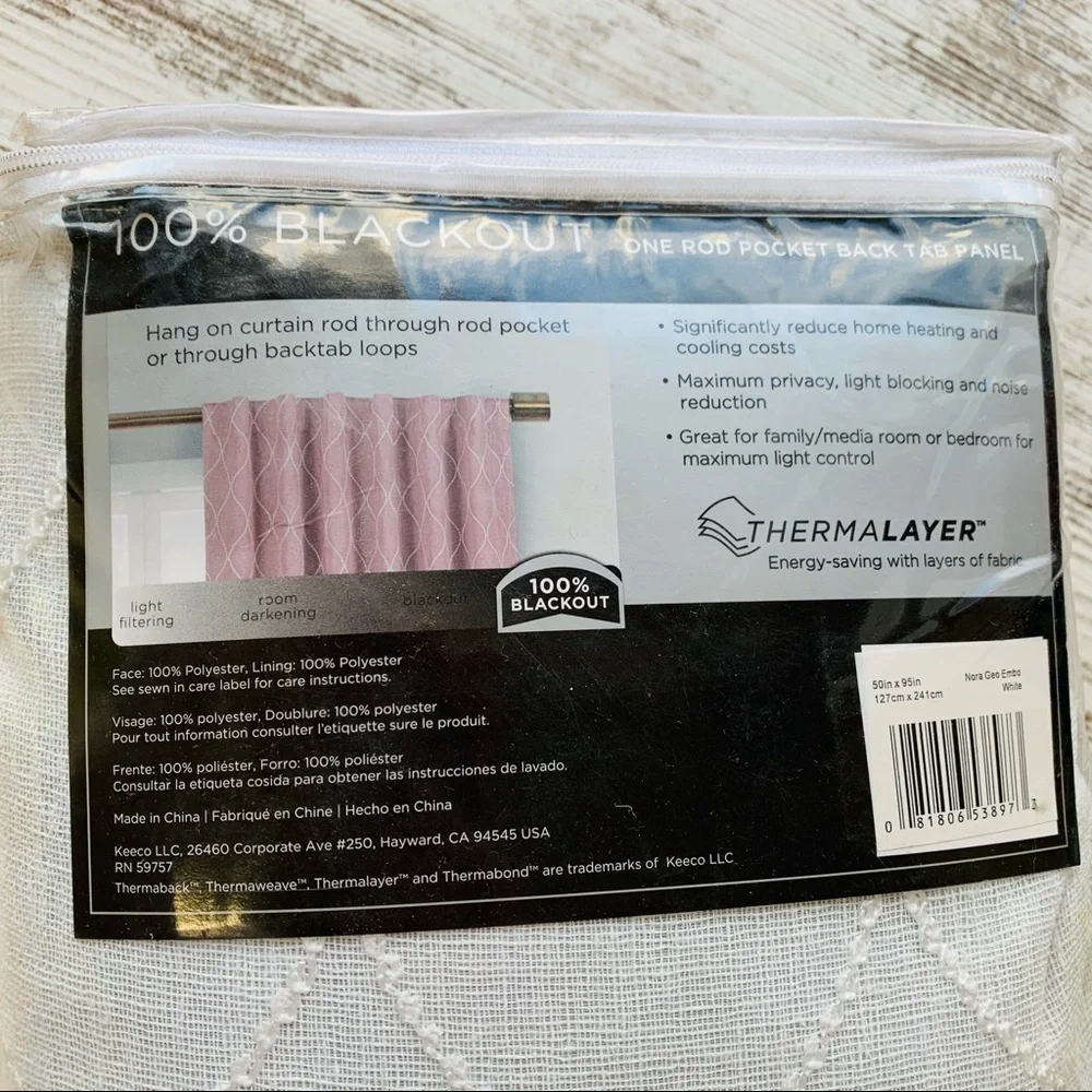 RED BARREL STUDIO Gosse Max Blackout Curtain Panel White 50 x 95 NEW NIP